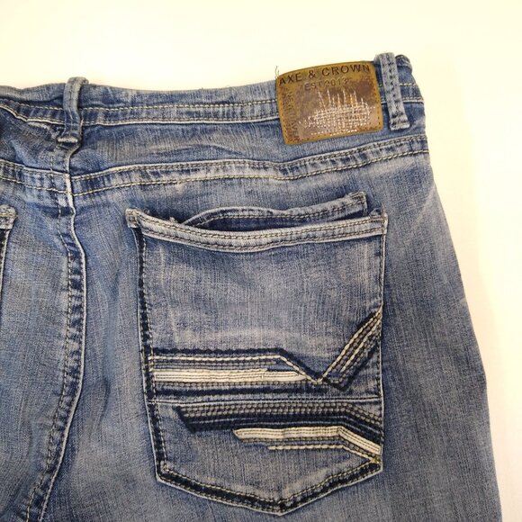 Axe & Crown Slim Straight Jeans Scratchy Seven-Pockets Vintage Wash Tag: W42 L32 - Picture 11 of 13